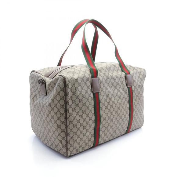 Gucci Supreme Sherry Line Boston Bag Canvas Leather Beige Brown - Picture 2 of 4